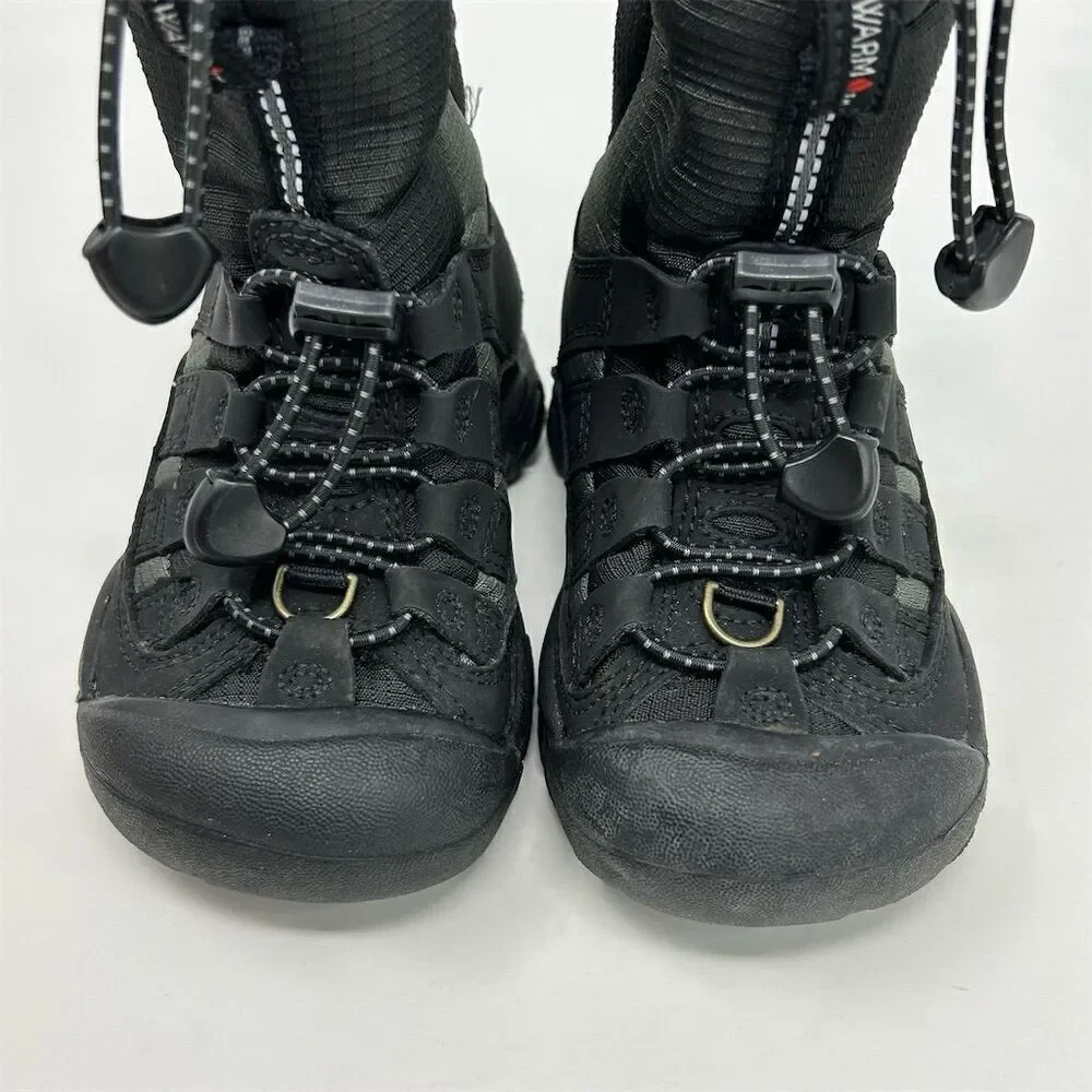 Keen Kids Boys Black Winter Snow Boots Size 9 Waterproof Insulated Lace Up